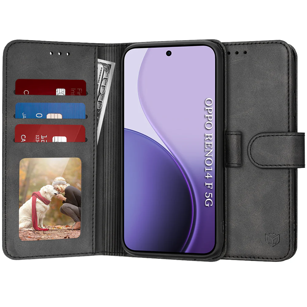 Case for Oppo Reno14 FS 5G / Reno14 F, Techsuit, Diary Book, Black