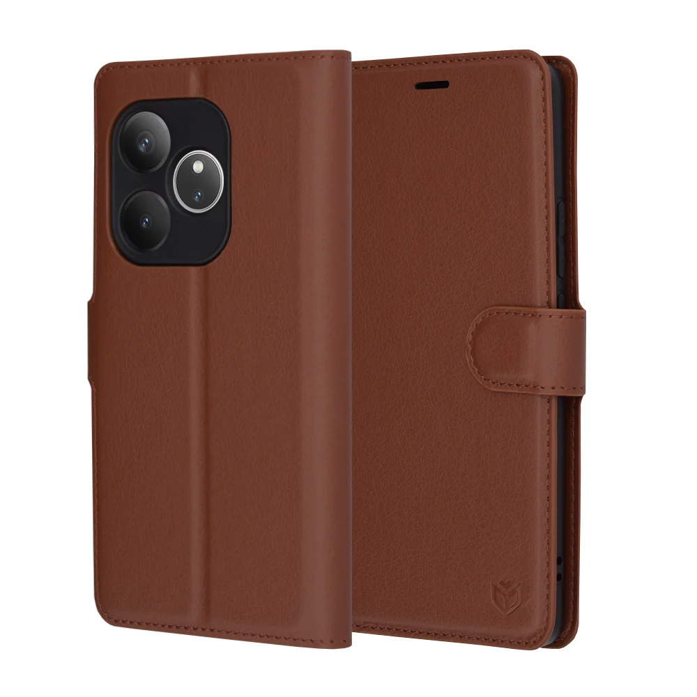 Case for Realme GT 6T / GT 6, Techsuit, Leather Folio, Brown