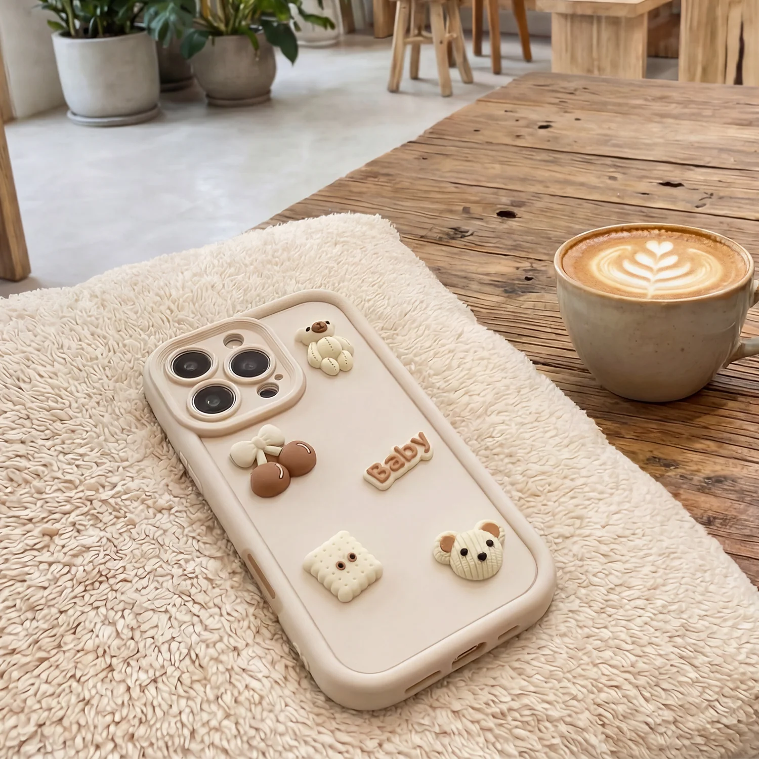 Case for Samsung Galaxy A26 A266, OEM, Ultra Trendy 3D Bear, Beige - Image 9