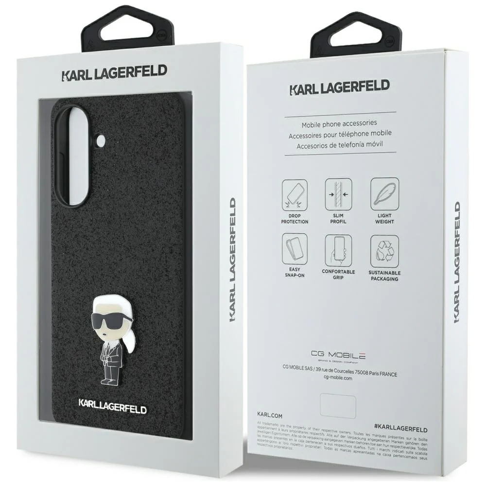Case for Samsung Galaxy A36 A366, Karl Lagerfeld, Glitter Fixed Ikonik Karl, Black - Image 6
