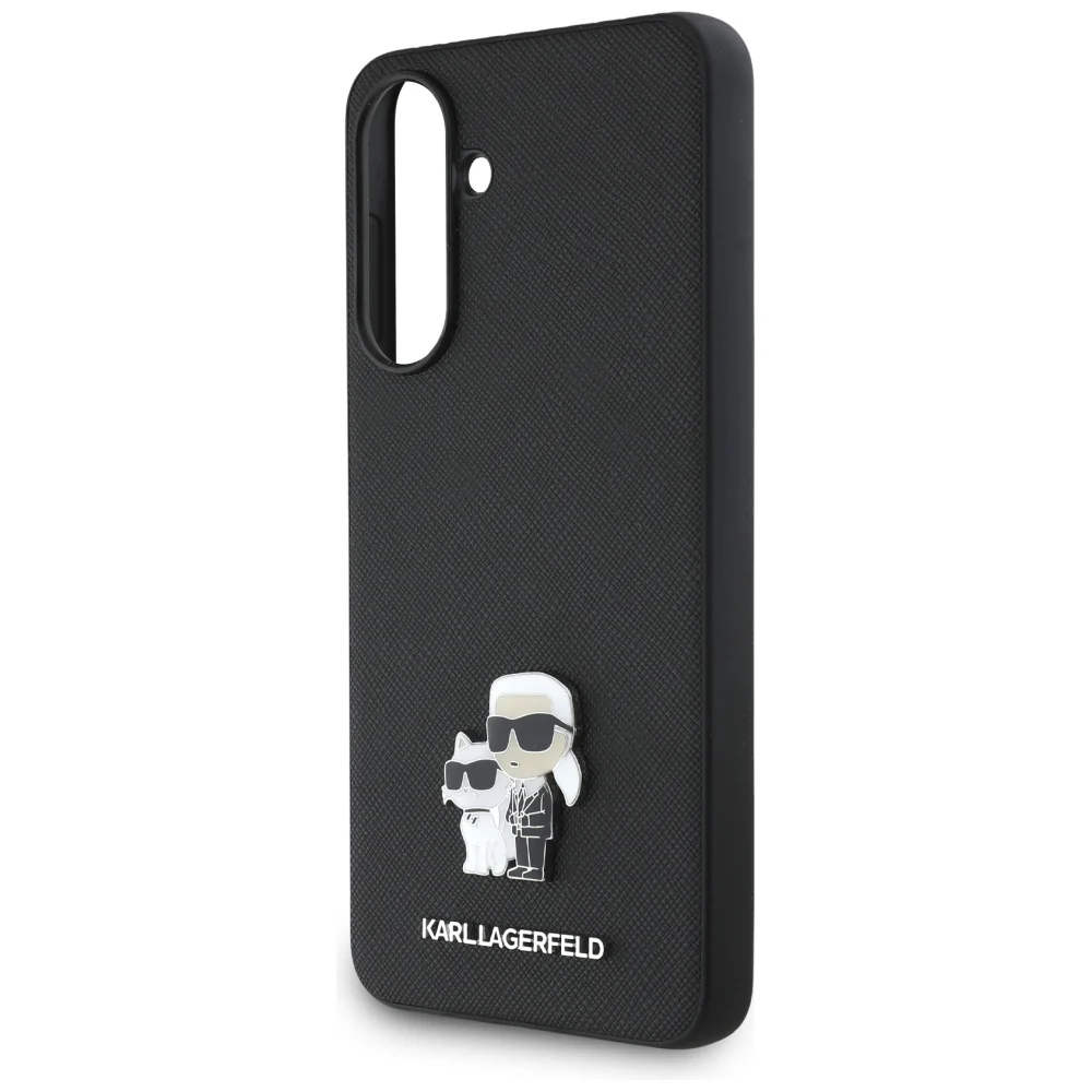 Case for Samsung Galaxy A36 A366, Karl Lagerfeld, Saffiano Karl & Choupette Metal, Black - Image 3