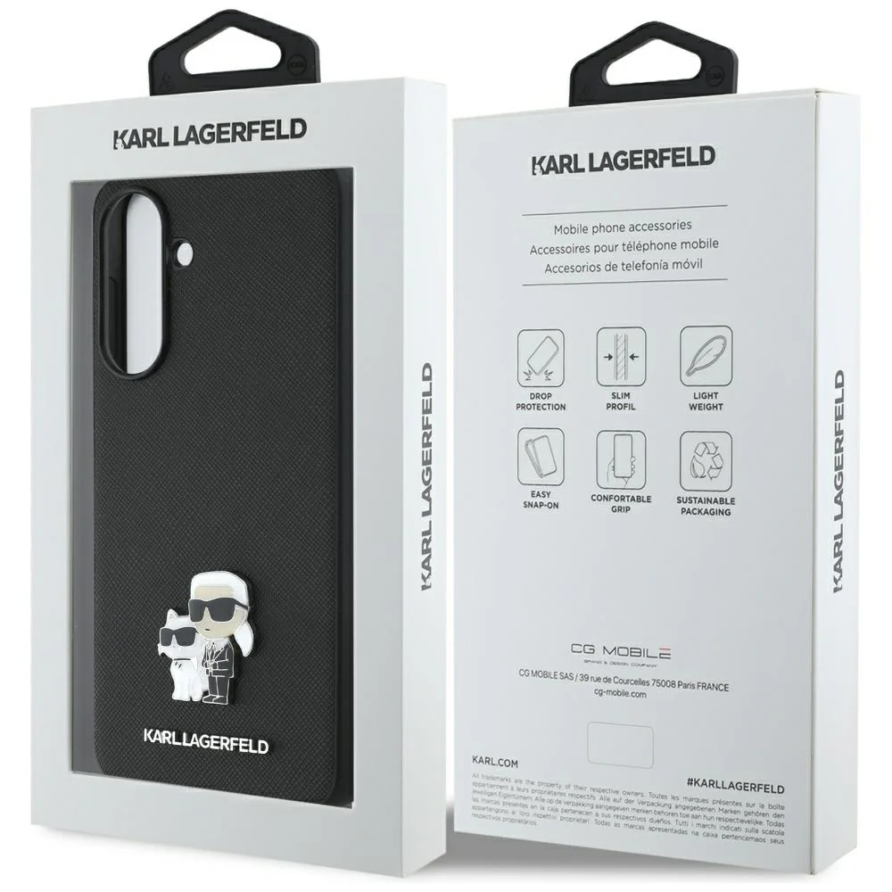 Case for Samsung Galaxy A36 A366, Karl Lagerfeld, Saffiano Karl & Choupette Metal, Black - Image 6