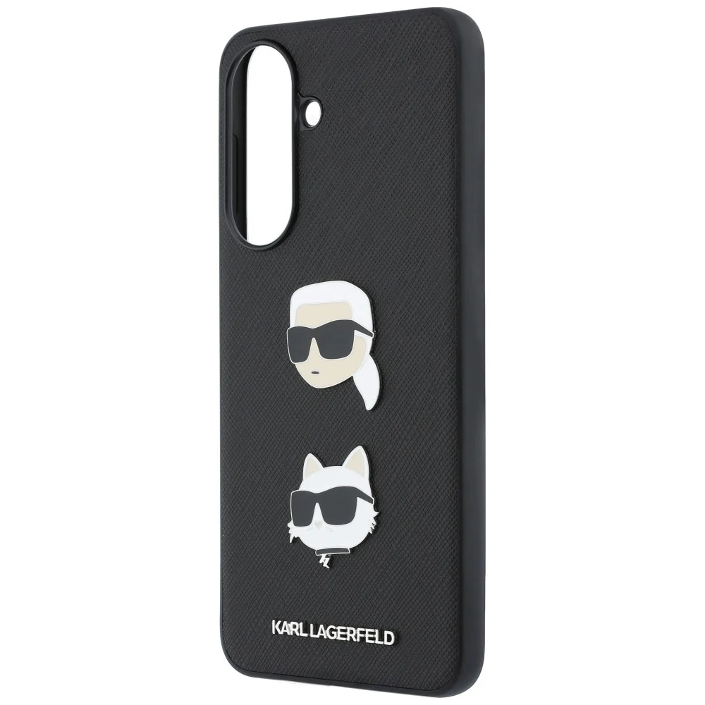Case for Samsung Galaxy A37 5G, Karl Lagerfeld, Grained Karl & Choupette's Heads Pins and Logo, Black - Image 3