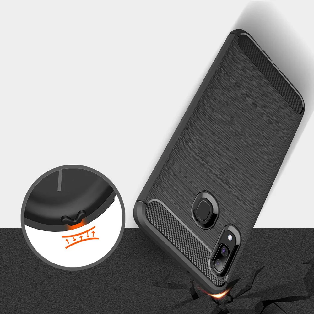 Case for Samsung Galaxy A40 A405, Techsuit, Carbon, Black - Image 2