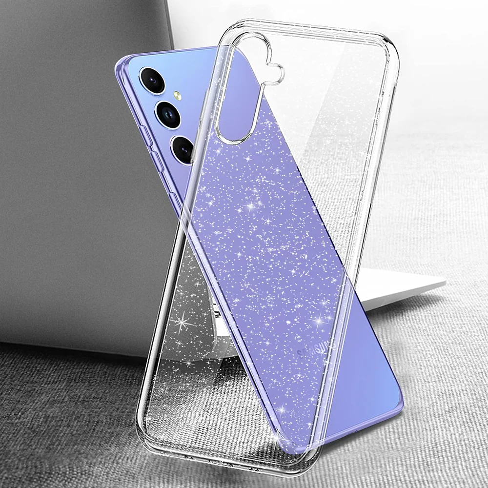 Case for Samsung Galaxy A54 A546, Techsuit, SparkleSkin, Transparent - Image 2