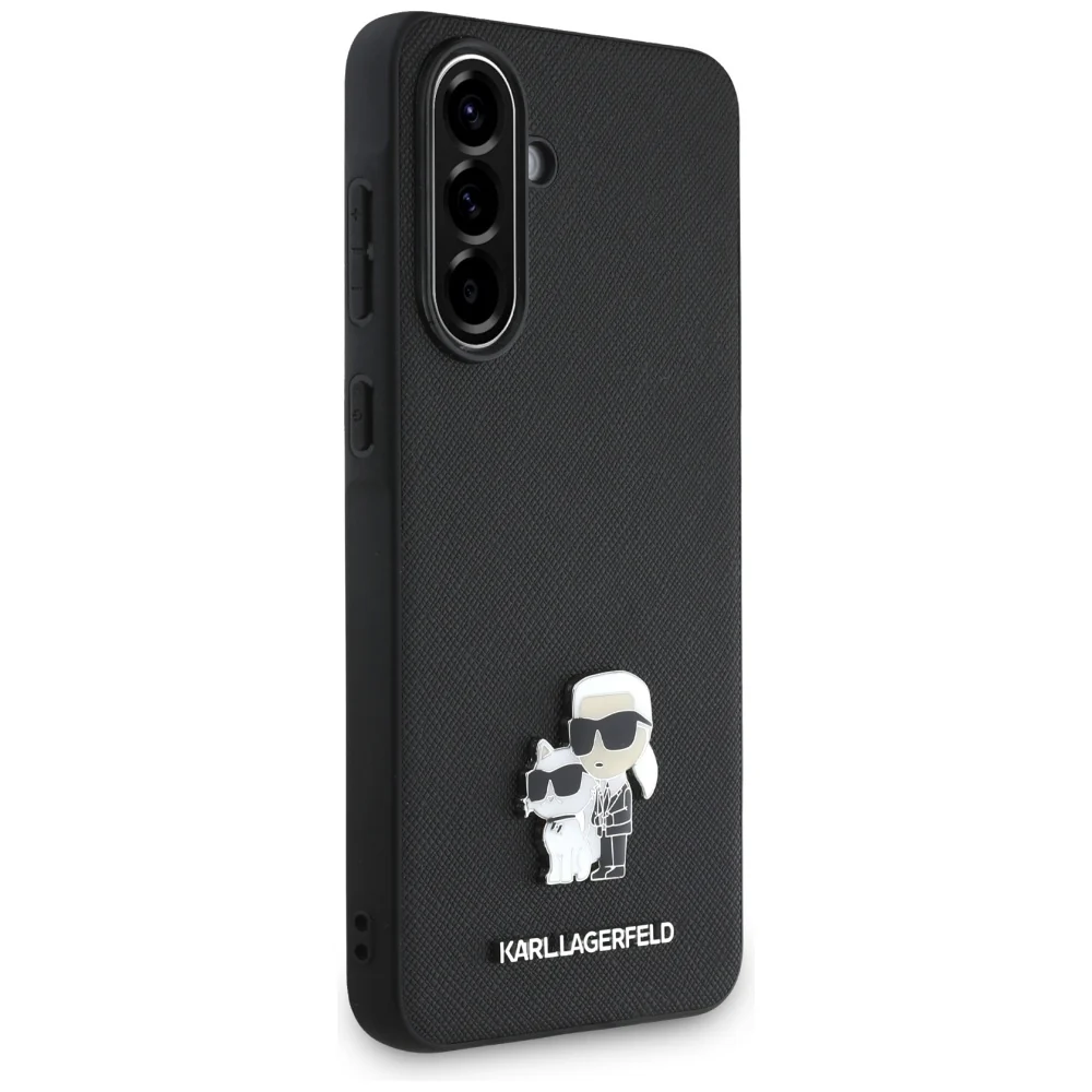 Case for Samsung Galaxy A56 A566, Karl Lagerfeld, Saffiano Karl & Choupette Metal, Black - Image 2