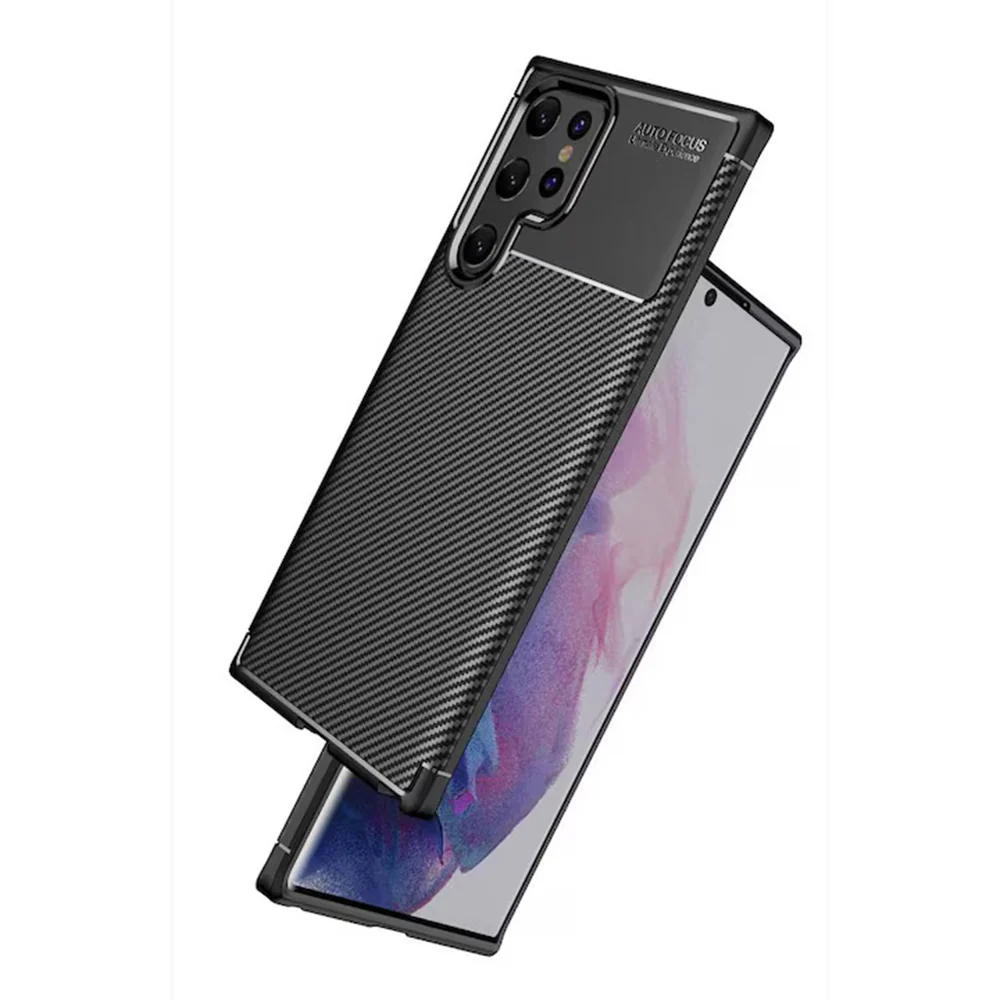 Case for Samsung Galaxy S22 Ultra 5G S908, Techsuit, CarbonFiber, Black - Image 3