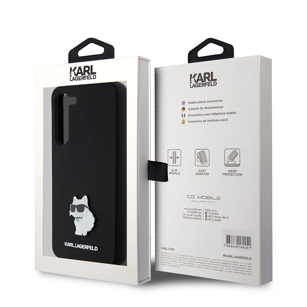 Case for Samsung Galaxy S23+ S916, Karl Lagerfeld, Silicone Choupette Metal, Black - Image 7