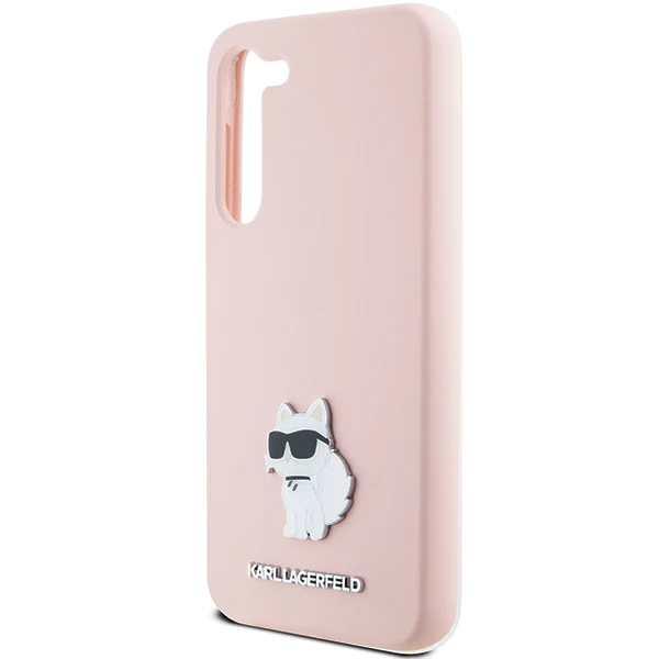 Case for Samsung Galaxy S23+ S916, Karl Lagerfeld, Silicone Choupette Metal, Pink - Image 2