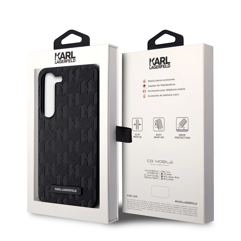 Case for Samsung Galaxy S23 S911, Karl Lagerfeld, Saffiano Monogram Metal Logo, Black - Image 7