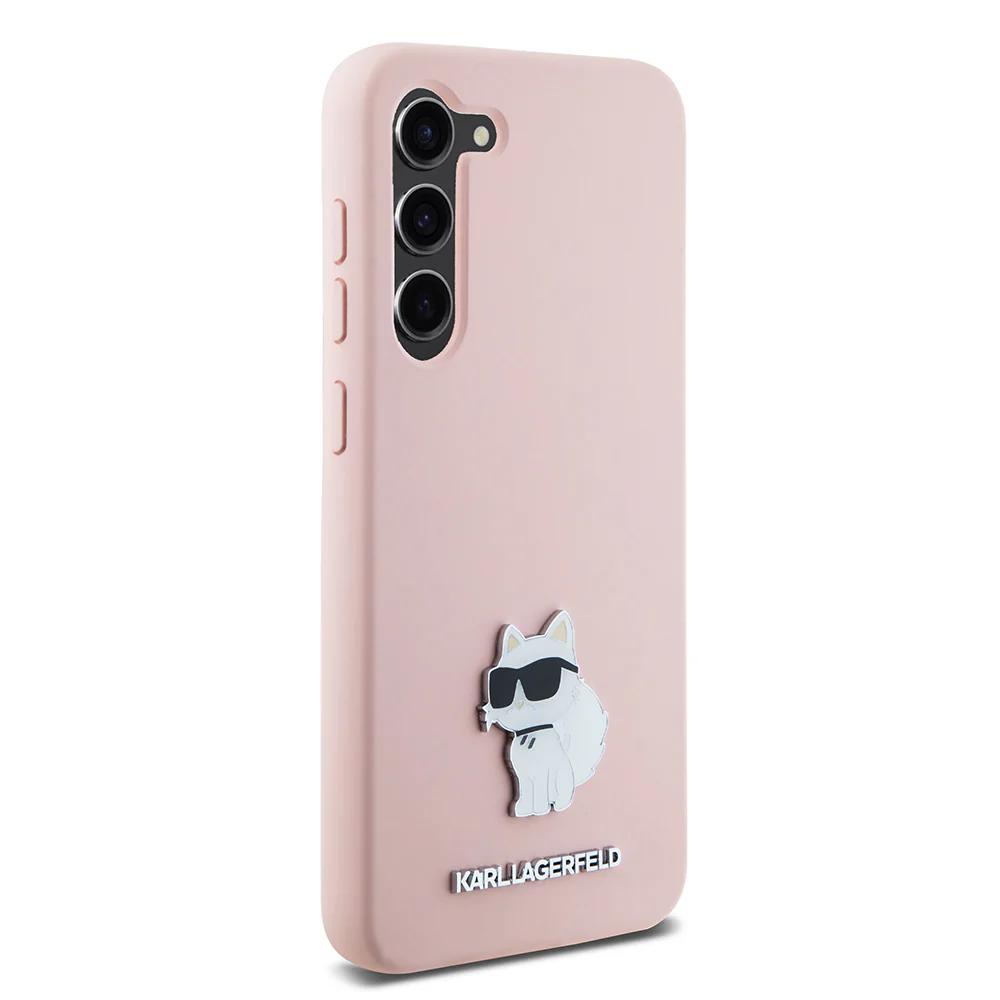 Case for Samsung Galaxy S23 S911, Karl Lagerfeld, Silicone Choupette Metal, Pink - Image 3