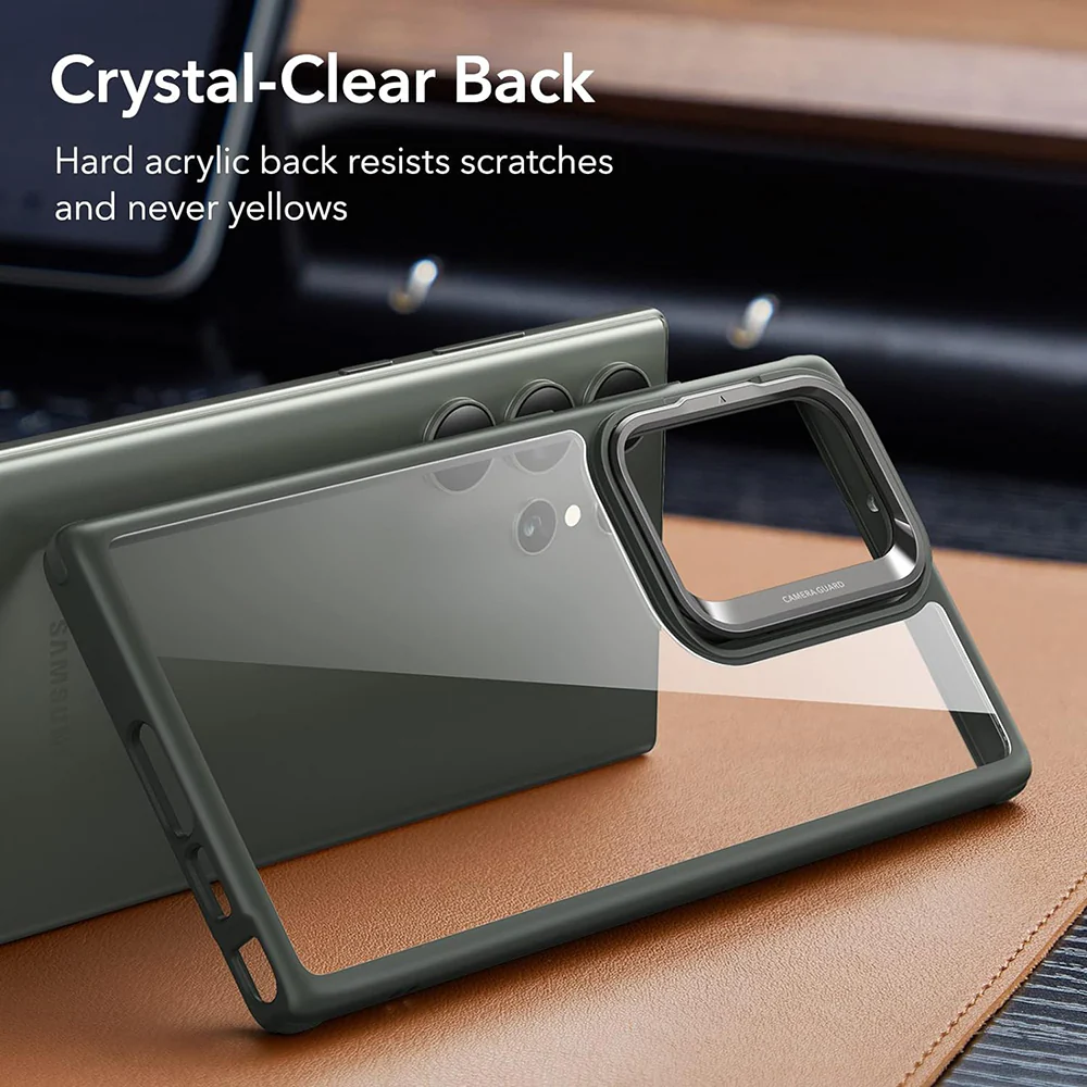 Case for Samsung Galaxy S23 Ultra S918, ESR, Classic Kickstand, Transparent Green - Image 2