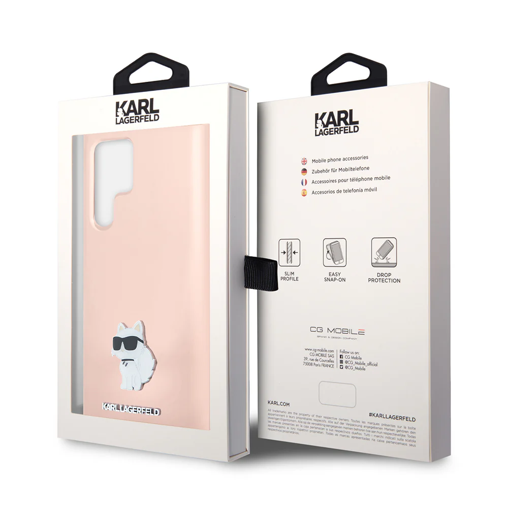 Case for Samsung Galaxy S23 Ultra S918, Karl Lagerfeld, Silicone Choupeete Metal, Pink - Image 7