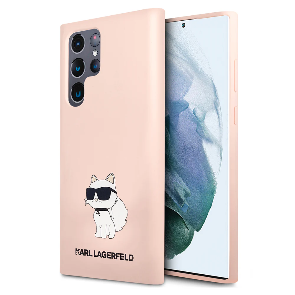 Case for Samsung Galaxy S23 Ultra S918, Karl Lagerfeld, Silicone Choupette, Pink
