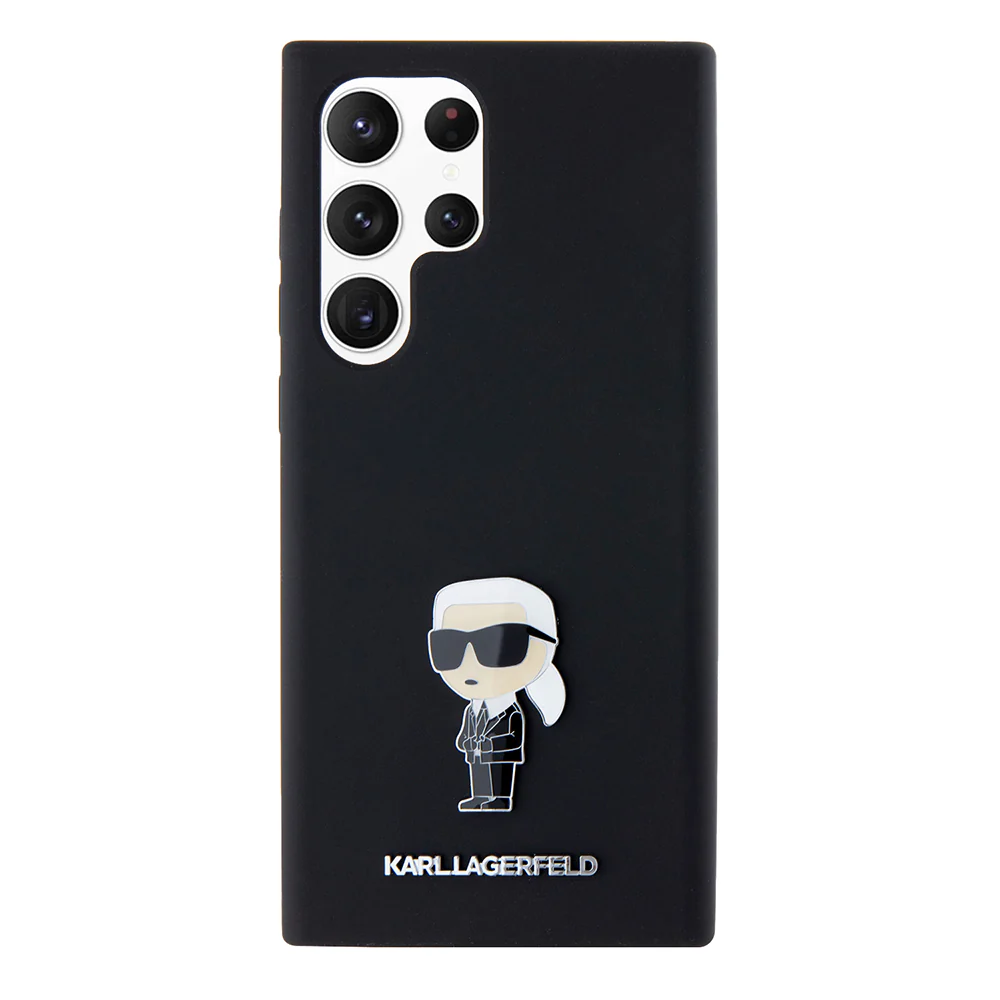 Case for Samsung Galaxy S23 Ultra S918, Karl Lagerfeld, Silicone Ikonik Karl Metal, Black - Image 2