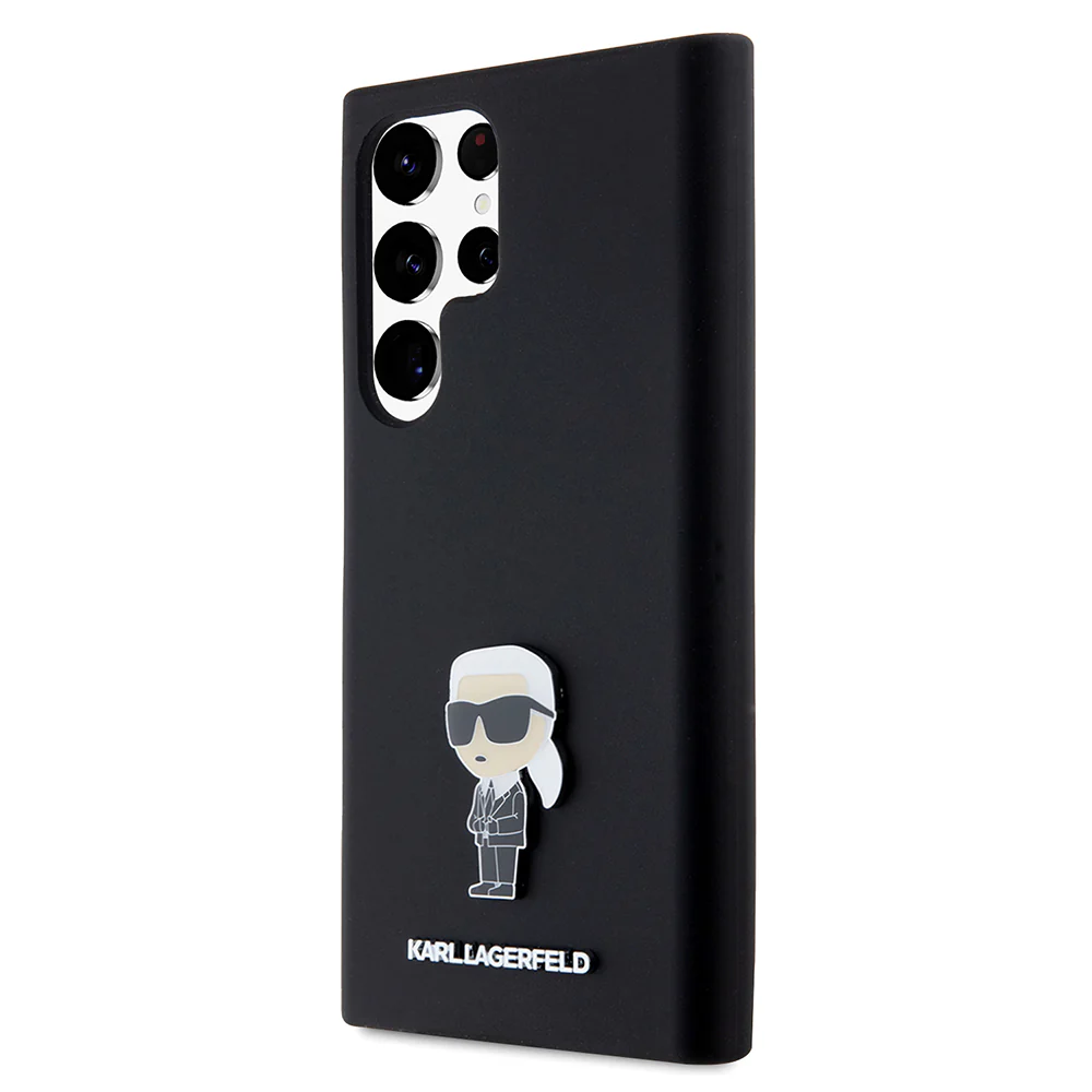 Case for Samsung Galaxy S23 Ultra S918, Karl Lagerfeld, Silicone Ikonik Karl Metal, Black - Image 4