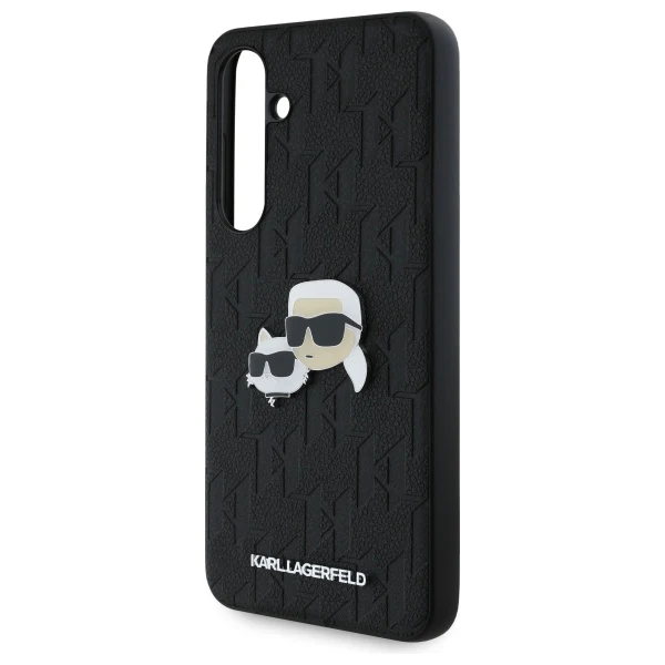 Case for Samsung Galaxy S24 FE S721, Karl Lagerfeld, Monogram Karl & Choupette's Heads, Black - Image 2