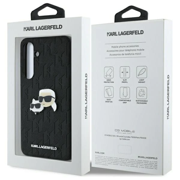 Case for Samsung Galaxy S24 FE S721, Karl Lagerfeld, Monogram Karl & Choupette's Heads, Black - Image 7