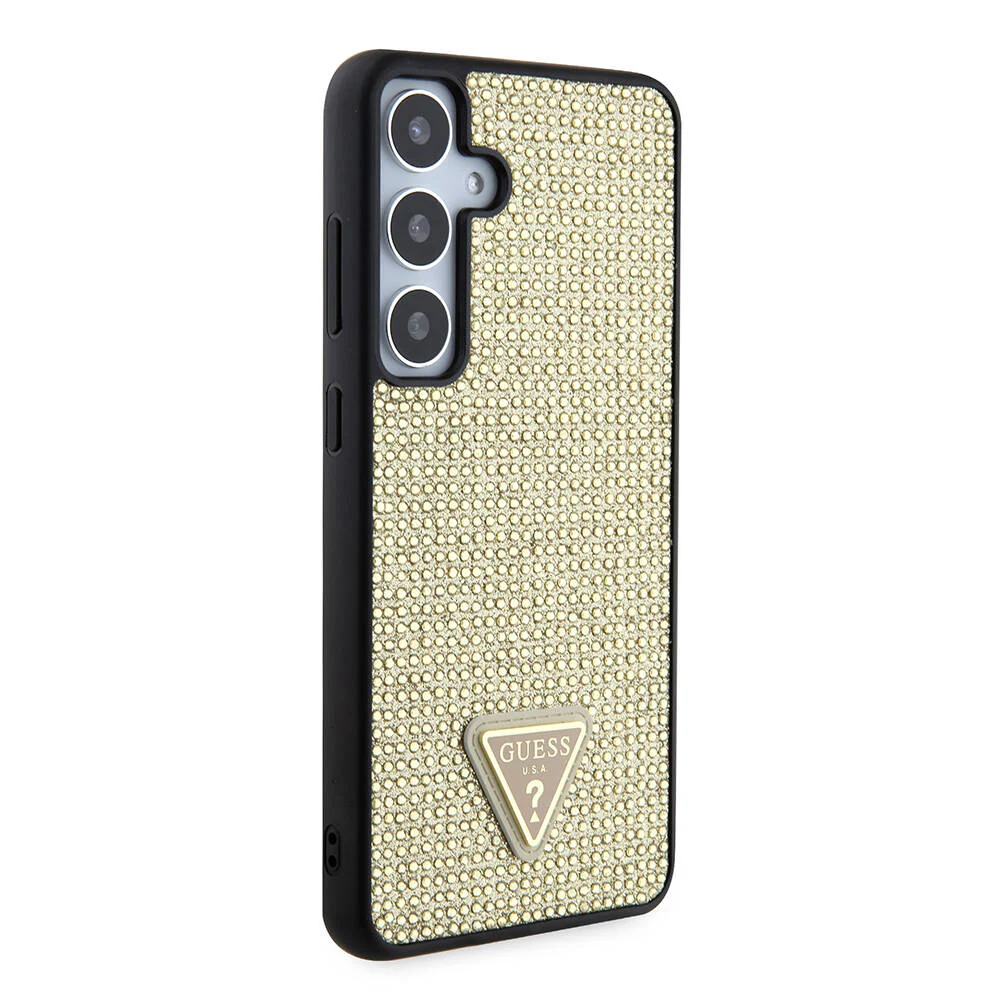 Case for Samsung Galaxy S24+ S926, Guess, Rhinestone Triangle Logo, Gold - Image 4