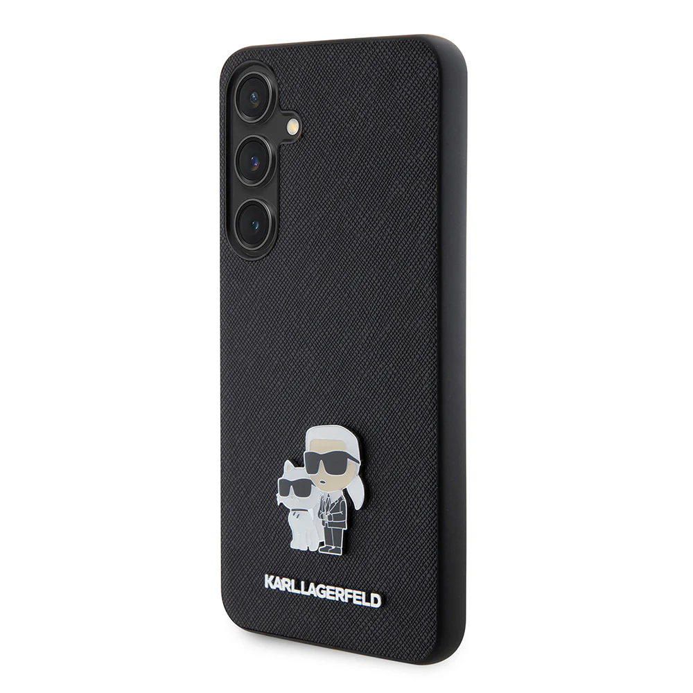 Case for Samsung Galaxy S24+ S926, Karl Lagerfeld, Saffiano Karl & Choupette Metal, Black - Image 3