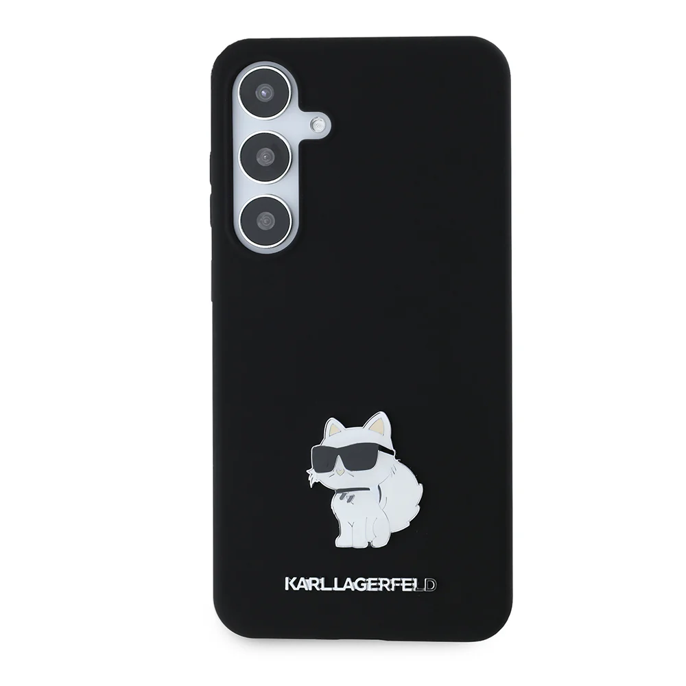 Case for Samsung Galaxy S24+ S926, Karl Lagerfeld, Silicone Choupette Metal, Black - Image 2