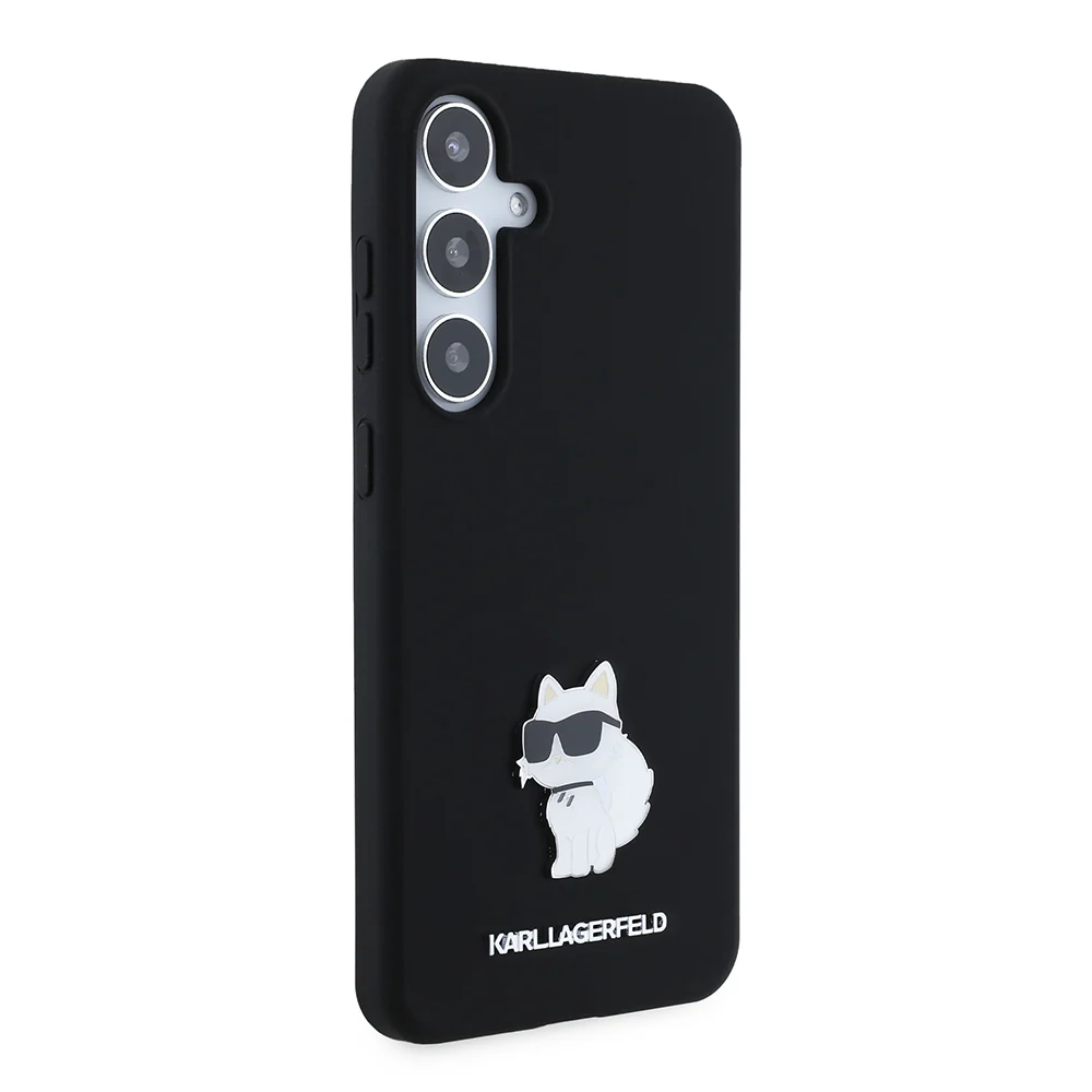 Case for Samsung Galaxy S24+ S926, Karl Lagerfeld, Silicone Choupette Metal, Black - Image 3