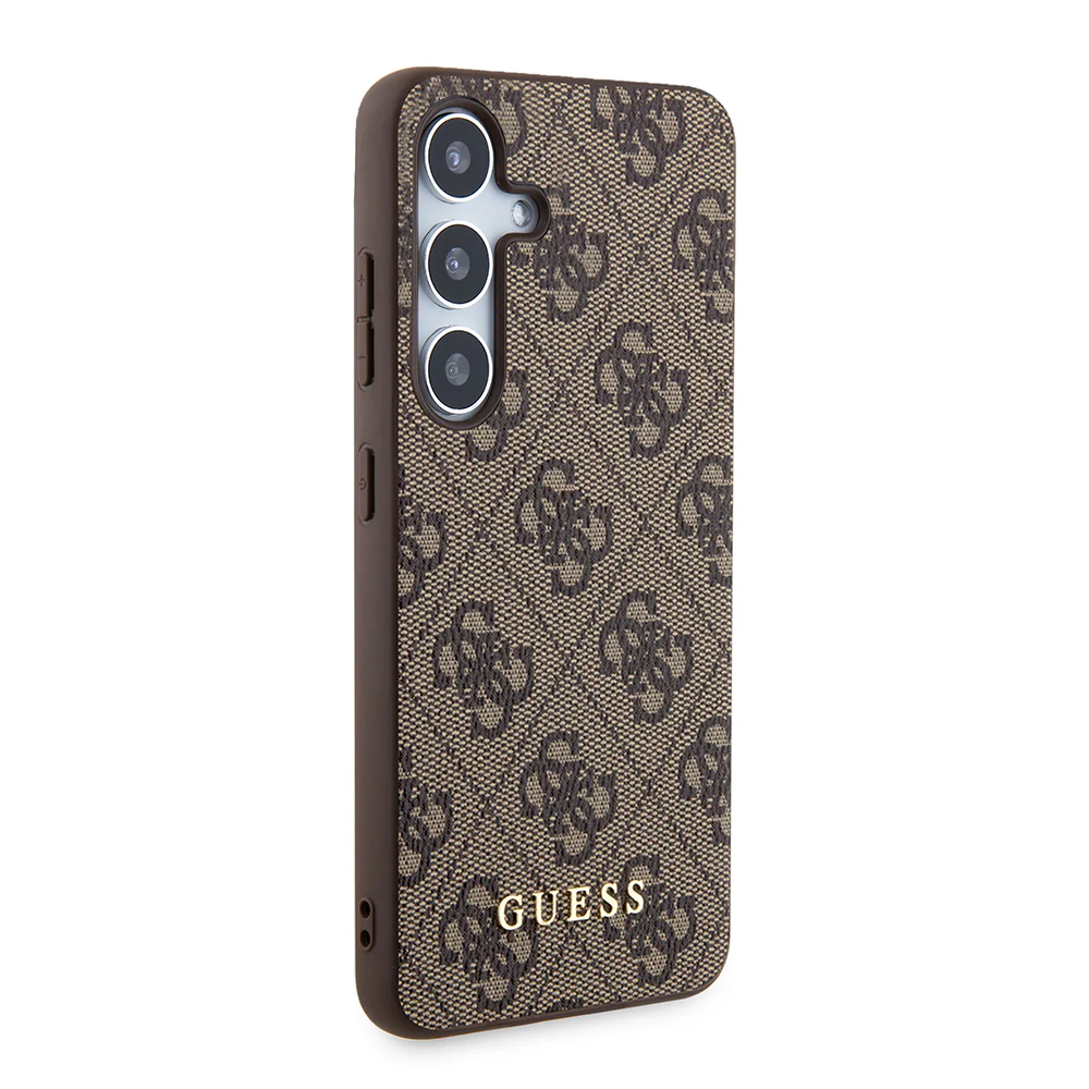 Case for Samsung Galaxy S24 S921, Guess, 4G Metal Gold Logo, Brown - Image 3