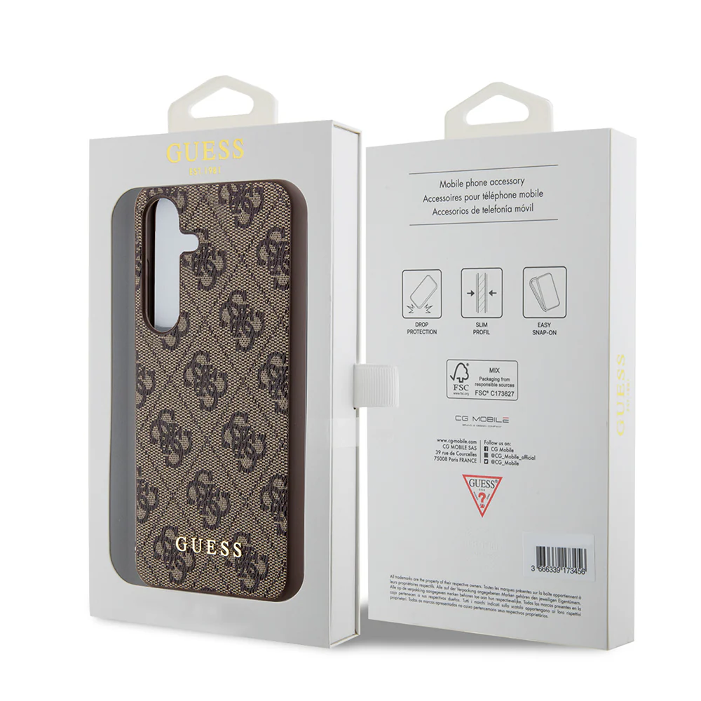 Case for Samsung Galaxy S24 S921, Guess, 4G Metal Gold Logo, Brown - Image 7