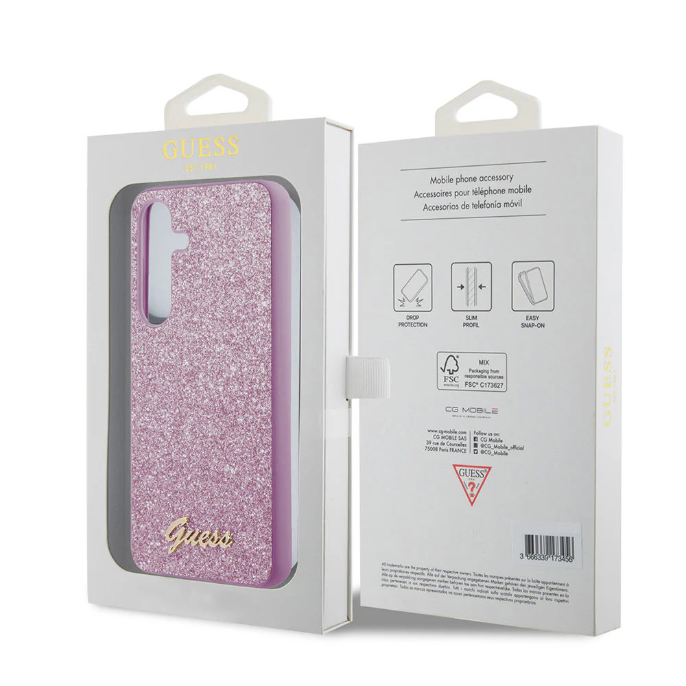 Case for Samsung Galaxy S24 S921, Guess, Glitter Script, Purple - Image 7