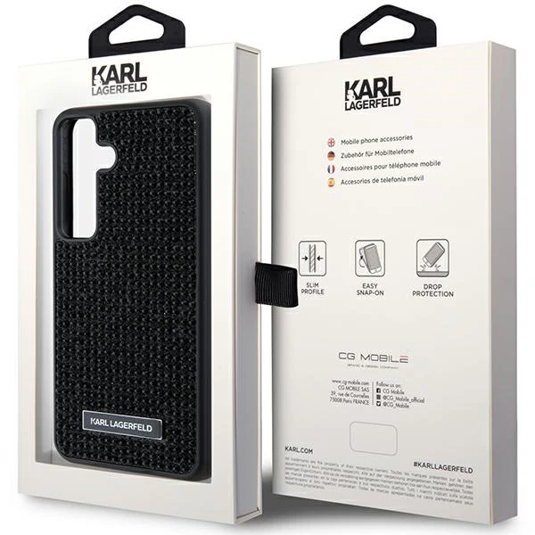 Case for Samsung Galaxy S24 S921, Karl Lagerfeld, Rhinestone Metal Plate, Black - Image 8