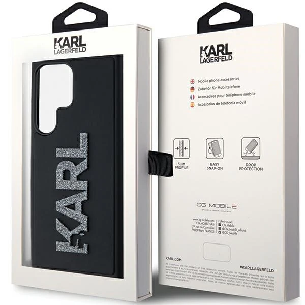Case for Samsung Galaxy S24 Ultra S928, Karl Lagerfeld, 3D Rubber Glitter Logo, Black - Image 7