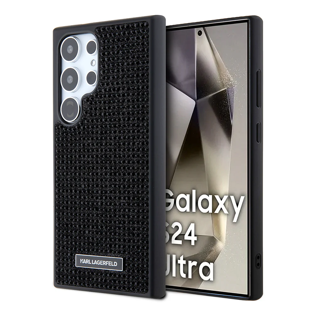 Case for Samsung Galaxy S24 Ultra S928, Karl Lagerfeld, Rhinestone Metal Plate, Black