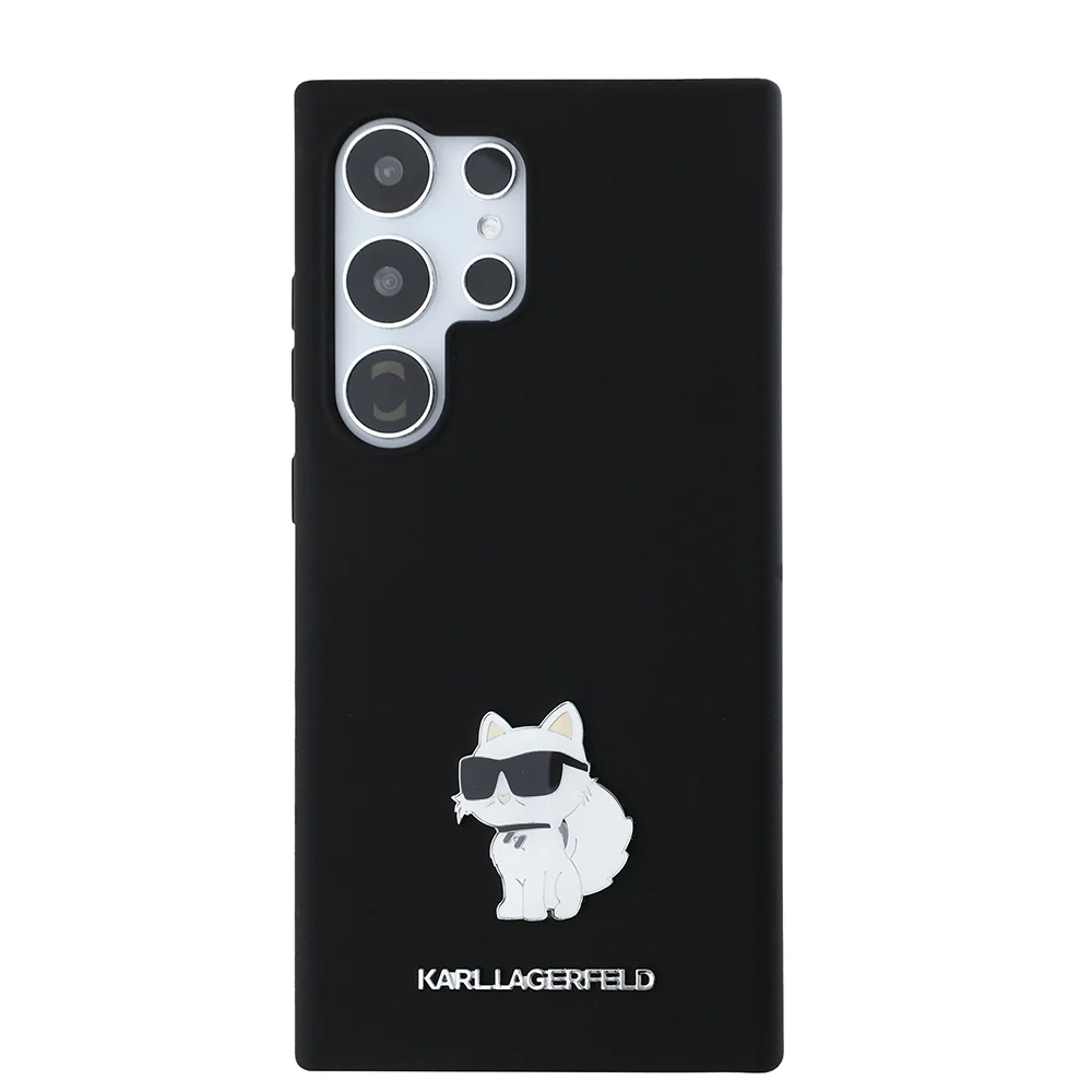 Case for Samsung Galaxy S24 Ultra S928, Karl Lagerfeld, Silicone Choupette Metal, Black - Image 3