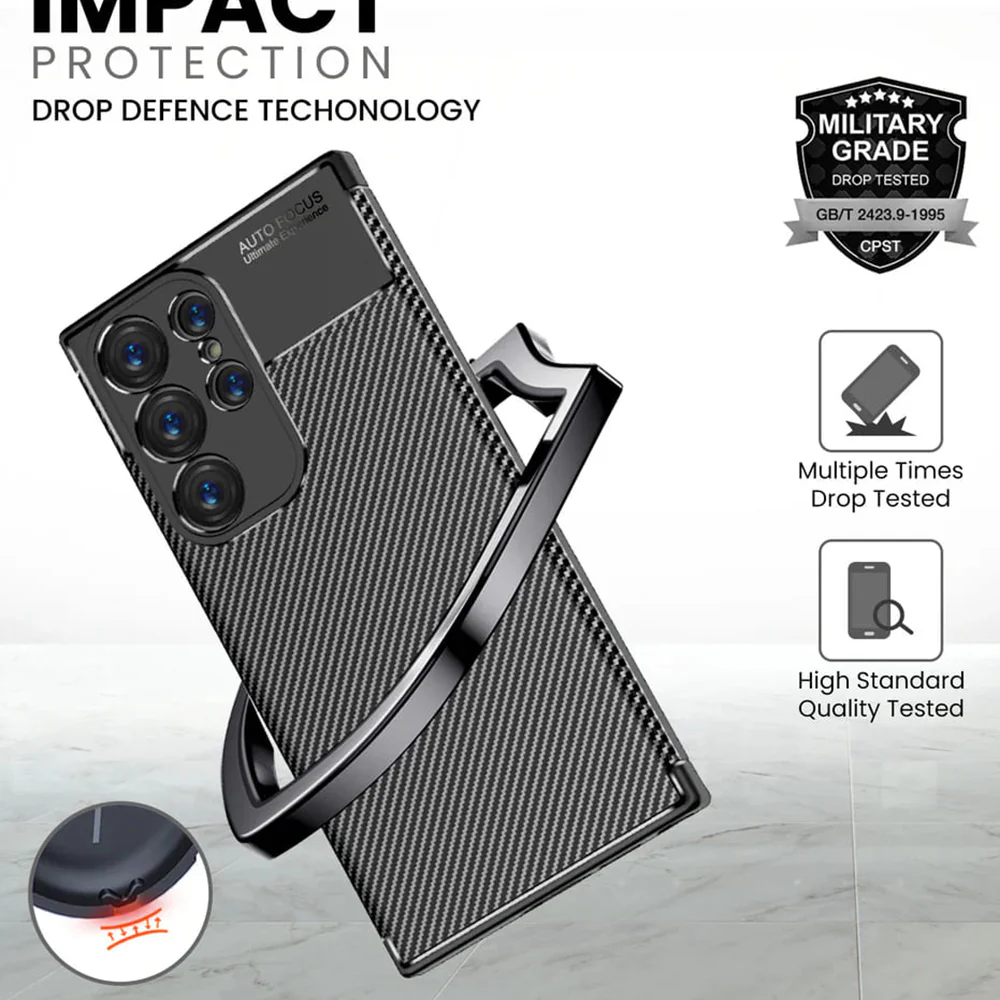 Case for Samsung Galaxy S24 Ultra S928, Techsuit, CarbonFiber, Black - Image 3