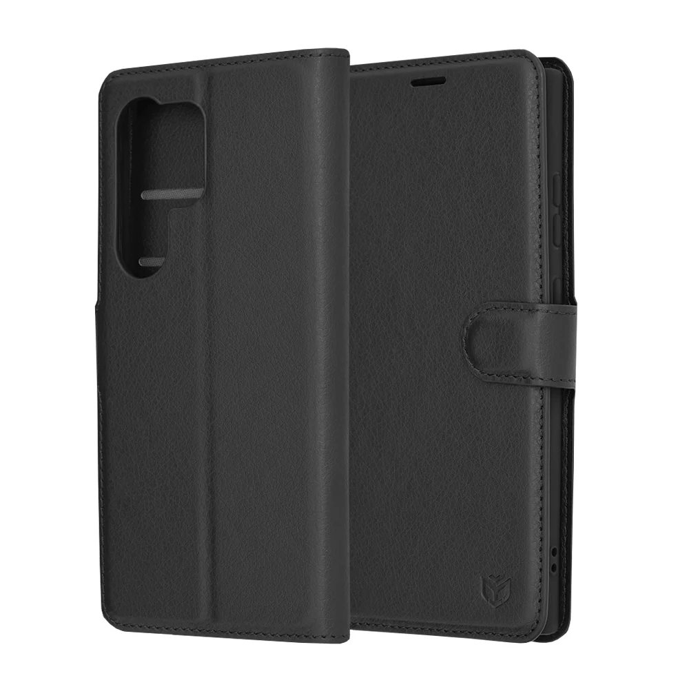 Case for Samsung Galaxy S24 Ultra S928, Techsuit, Leather Folio, Black - Image 6