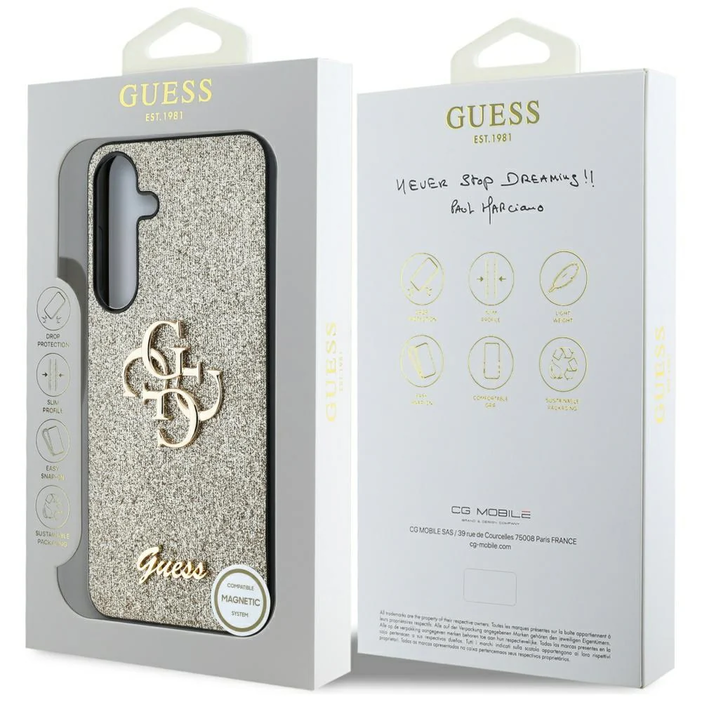 Case for Samsung Galaxy S25+ S936, Guess, Glitter Big 4G Script, Gold - Image 7