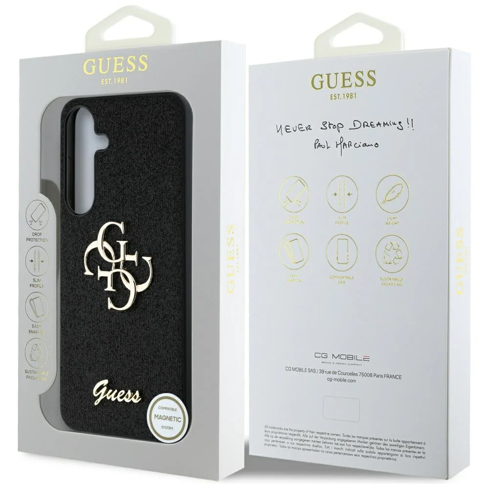 Case for Samsung Galaxy S25 S931, Guess, Glitter Big 4G Script, Black - Image 7