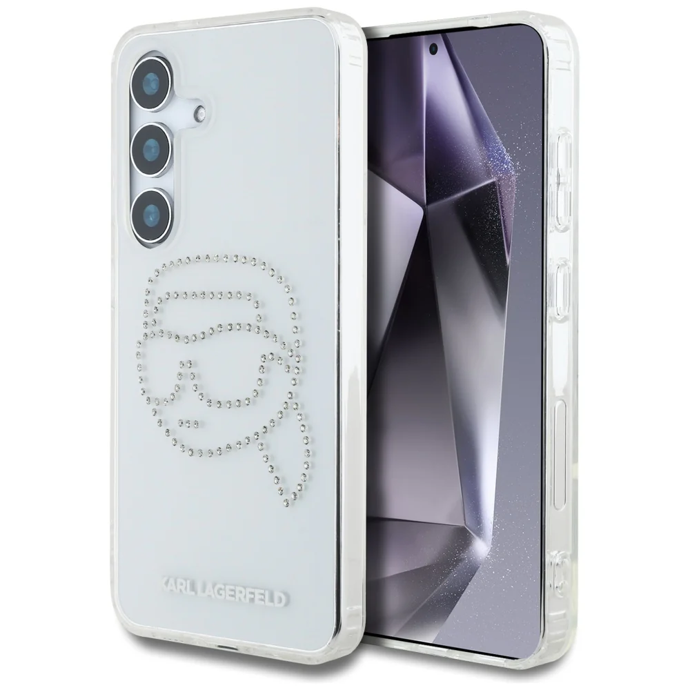 Case for Samsung Galaxy S25 S931, Karl Lagerfeld, IML Rhinestones Karl's Head, Transparent