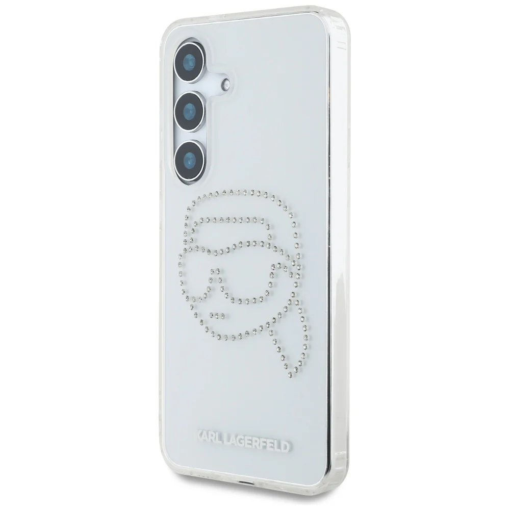 Case for Samsung Galaxy S25 S931, Karl Lagerfeld, IML Rhinestones Karl's Head, Transparent - Image 3