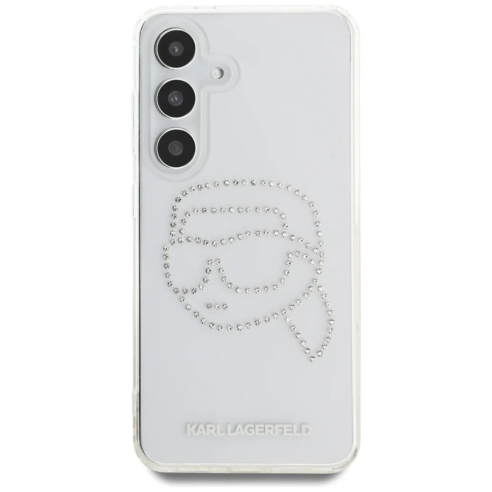 Case for Samsung Galaxy S25 S931, Karl Lagerfeld, IML Rhinestones Karl's Head, Transparent - Image 4