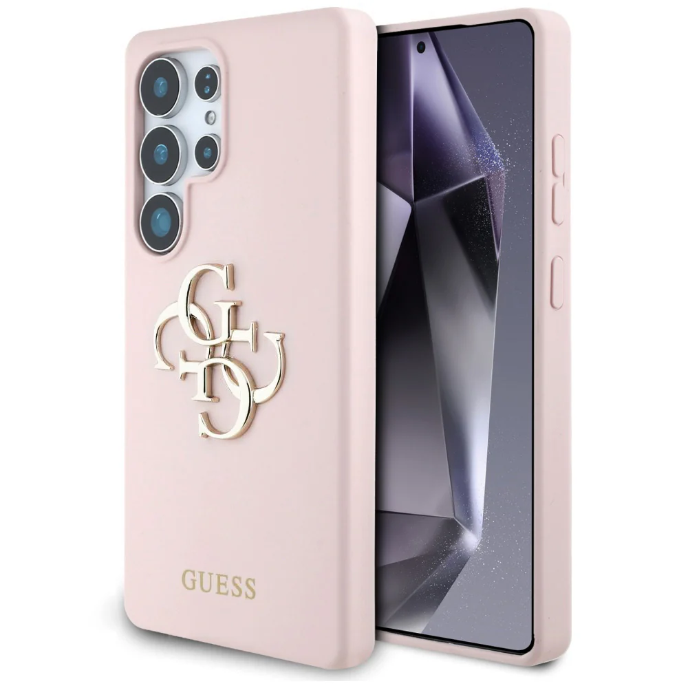 Case for Samsung Galaxy S25 Ultra S938, Guess, 4G Grained Big and Classic Logo, Pink