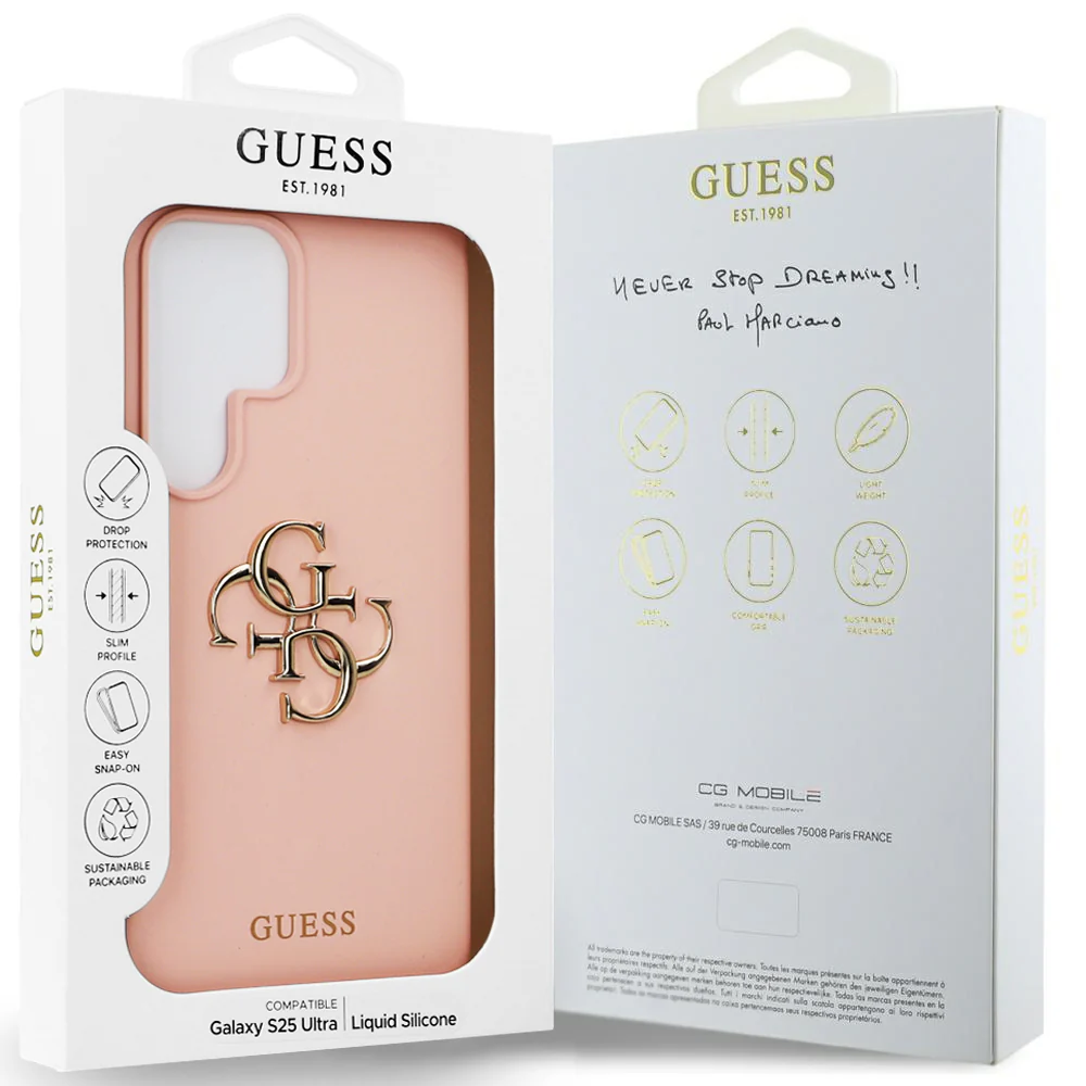 Case for Samsung Galaxy S25 Ultra S938, Guess, 4G Grained Big and Classic Logo, Pink - Image 7