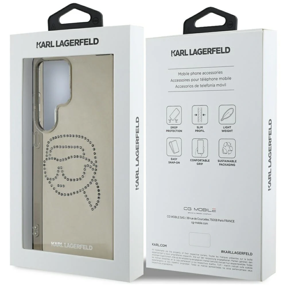 Case for Samsung Galaxy S25 Ultra S938, Karl Lagerfeld, IML Rhinestones Karl's Head, Black - Image 7