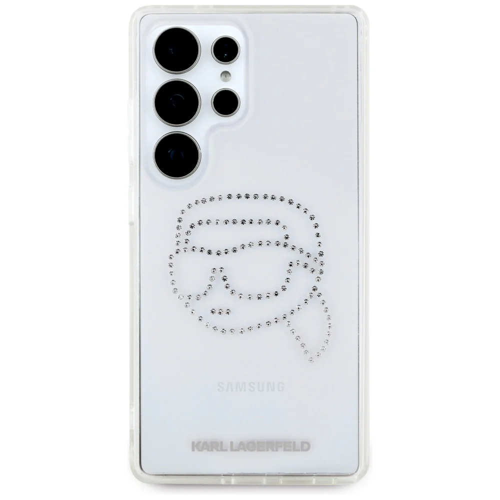 Case for Samsung Galaxy S25 Ultra S938, Karl Lagerfeld, IML Rhinestones Karl's Head, Transparent - Image 3