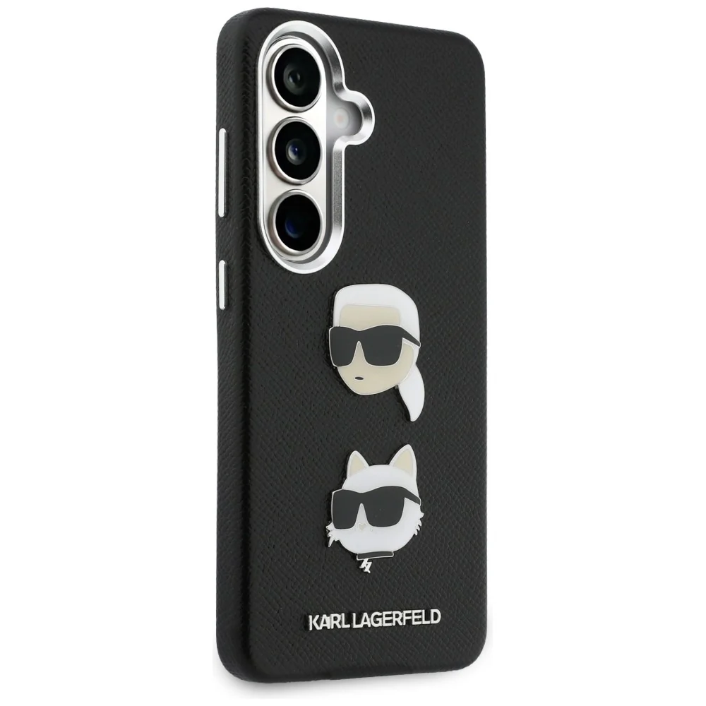Case for Samsung Galaxy S26 Plus S947, Karl Lagerfeld, Saffiano Karl & Choupette's Head Pin, Black - Image 2