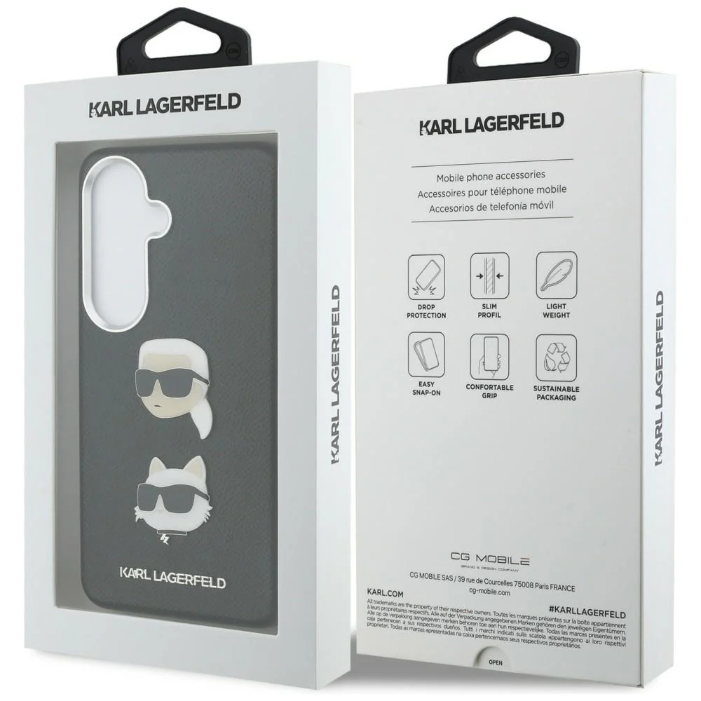 Case for Samsung Galaxy S26 Plus S947, Karl Lagerfeld, Saffiano Karl & Choupette's Head Pin, Black - Image 7