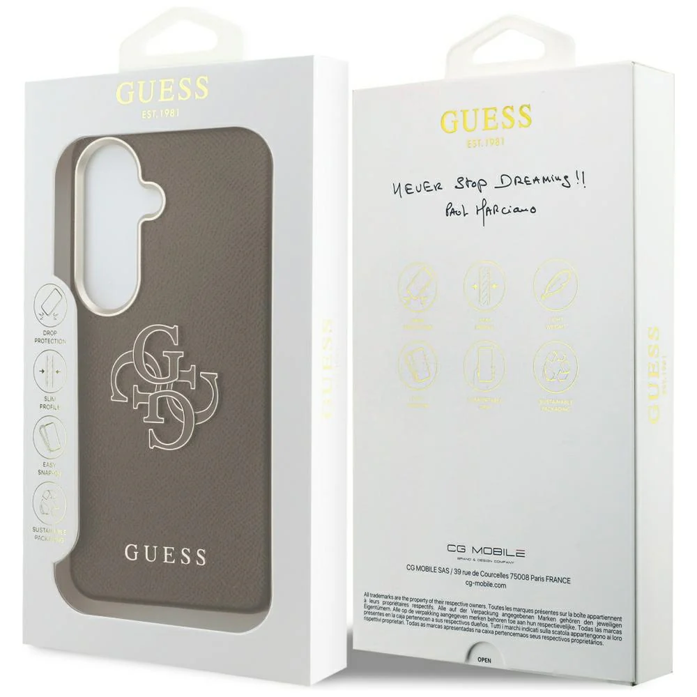 Case for Samsung Galaxy S26 S942, Guess, 4G Grained Big and Classic Logo, Brown - Image 7