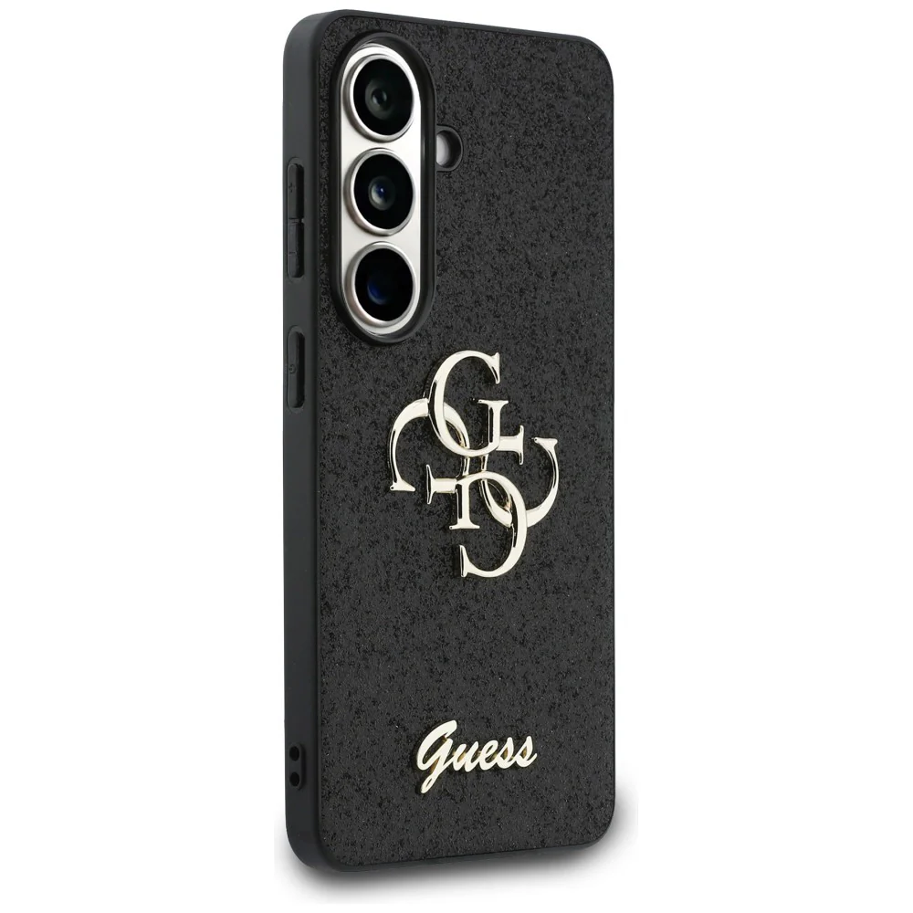Case for Samsung Galaxy S26 S942, Guess, Fixed Glitter Big 4G Metal Frame, Black - Image 4