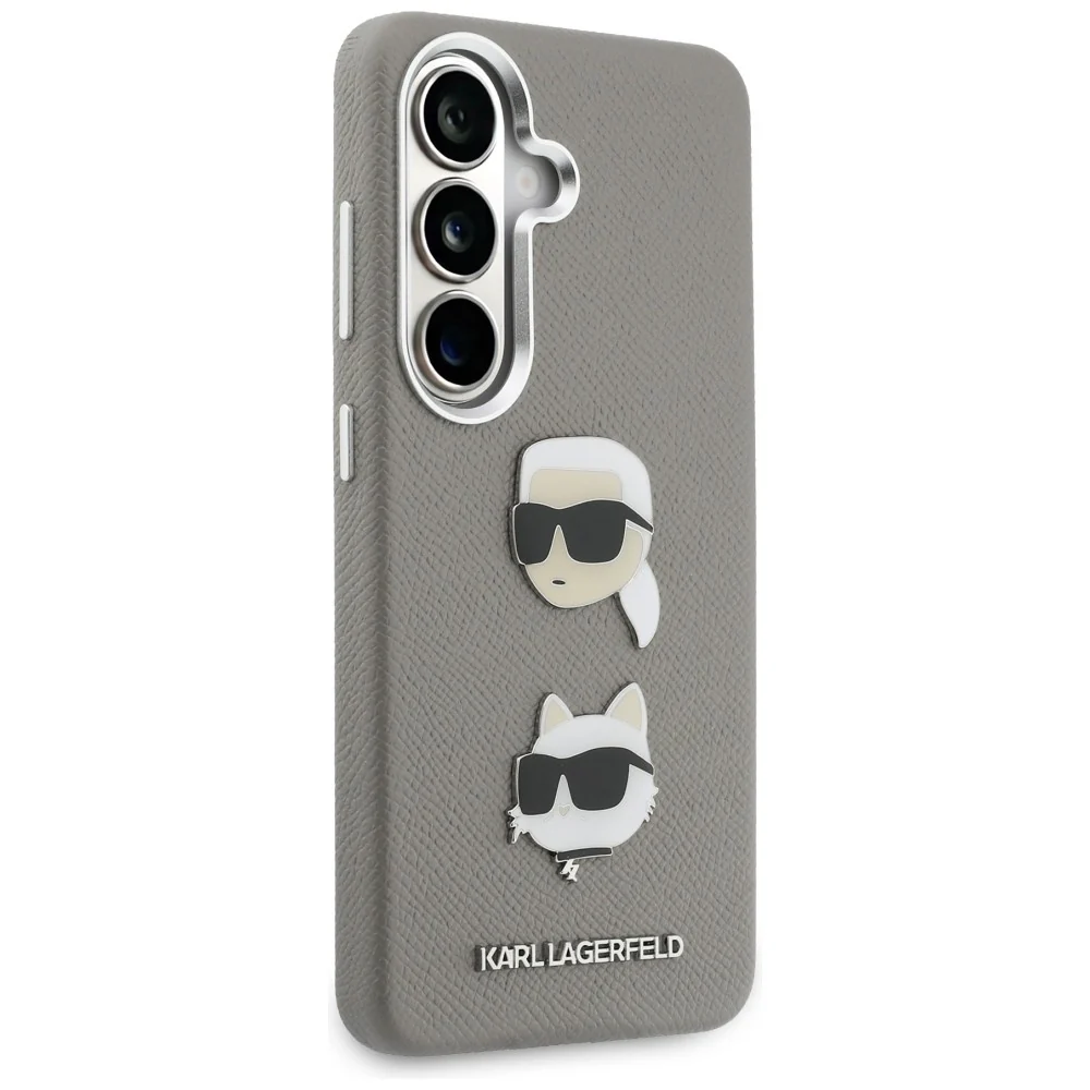 Case for Samsung Galaxy S26 S942, Karl Lagerfeld, Saffiano Karl & Choupette's Head Pin, Grey - Image 2