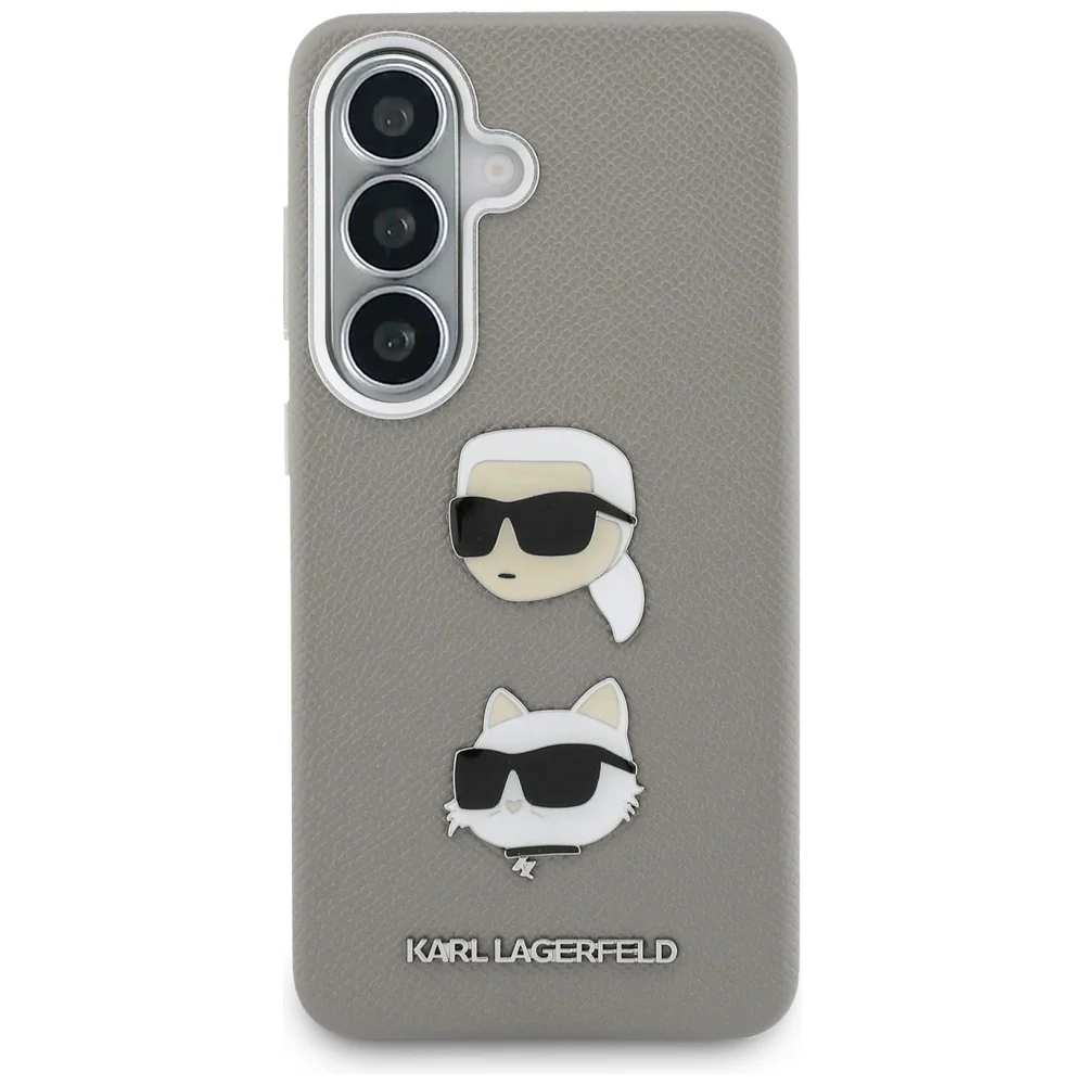 Case for Samsung Galaxy S26 S942, Karl Lagerfeld, Saffiano Karl & Choupette's Head Pin, Grey - Image 3